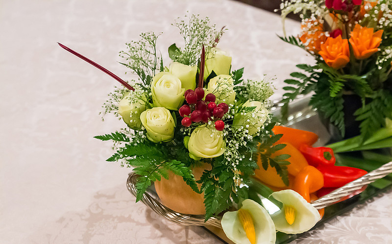 vegetable flowers carving bouquet white roses